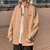 港风韩版宽松纯色衬衫休闲长袖衬衣潮情侣衫D321CS10P45，男装衬衫，电商D321A