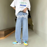 高街印花牛仔裤男坠感春夏季宽松直筒百搭拖地裤D321NK72P55，男装牛仔裤，电商D321A