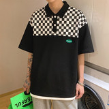 2022春季新款格子Polo休闲短袖宽松保罗衫PL605P45，男装T恤，电商D321A