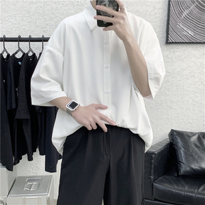 D321 C08 P30 夏季冰丝衬衫男短袖港风痞帅衬衣外套图片