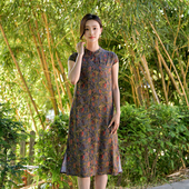 洋气改良版 人造棉时尚 中国风显瘦旗袍裙子 时尚 棉绸连衣裙2026夏季