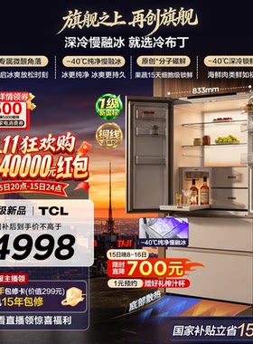 TCL冷布丁机皇MAX 515L法式四门冰箱双系统自动制冰平嵌分子磁鲜