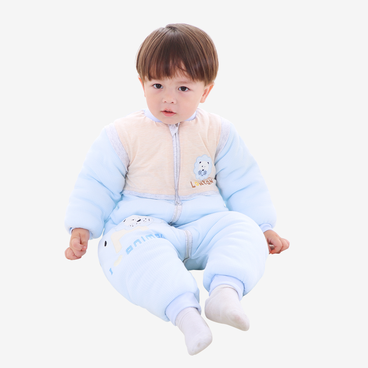 婴儿睡袋秋冬加厚宝宝多功能防踢被新生儿分腿式可拆卸保暖睡衣