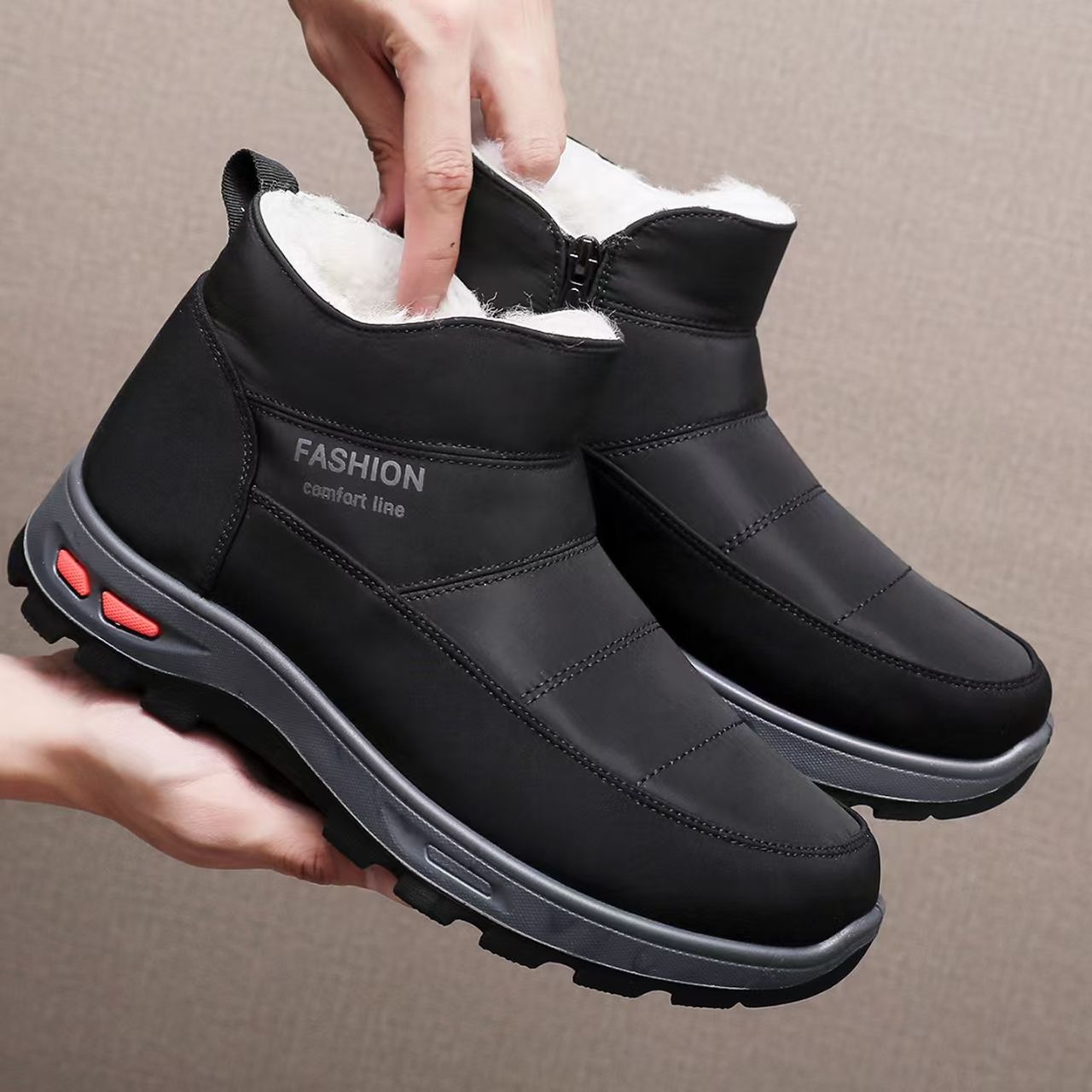 羊毛鞋棉鞋男冬加绒加厚保暖防滑老北京爸爸男鞋老年人男士雪地靴