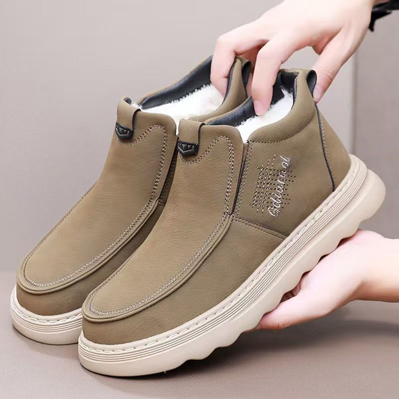 老北京布鞋冬季新款超轻加绒加厚保暖棉鞋男鞋手缝线防滑软底舒适