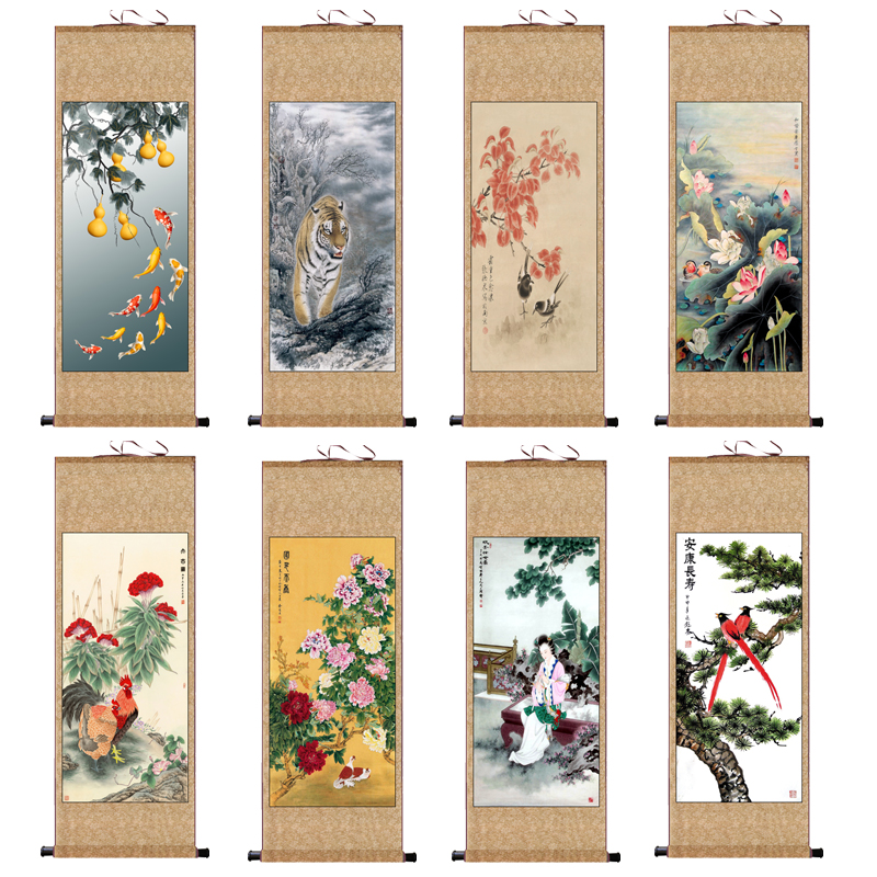 山水花鸟动物画吉祥生肖挂画玄关挂画定制书房装饰画办公室壁画图片