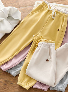 好版型女童洋气拼色运动卫裤中大儿童百搭宽松休闲灯笼裤2025新款