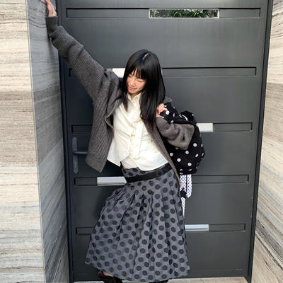 现货/叠穿一片式波点百褶裙半身裙罩裙气质显瘦叠穿两穿小众设计