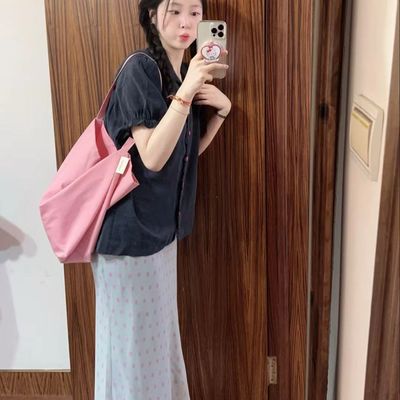 现货/夏日清新碎花半身裙中长款温柔氛围感高腰飘逸中长裙女洋气