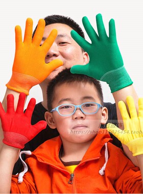 小学生表演出礼仪小孩幼儿园白色儿童跑步成人广场舞彩色手套LOGO