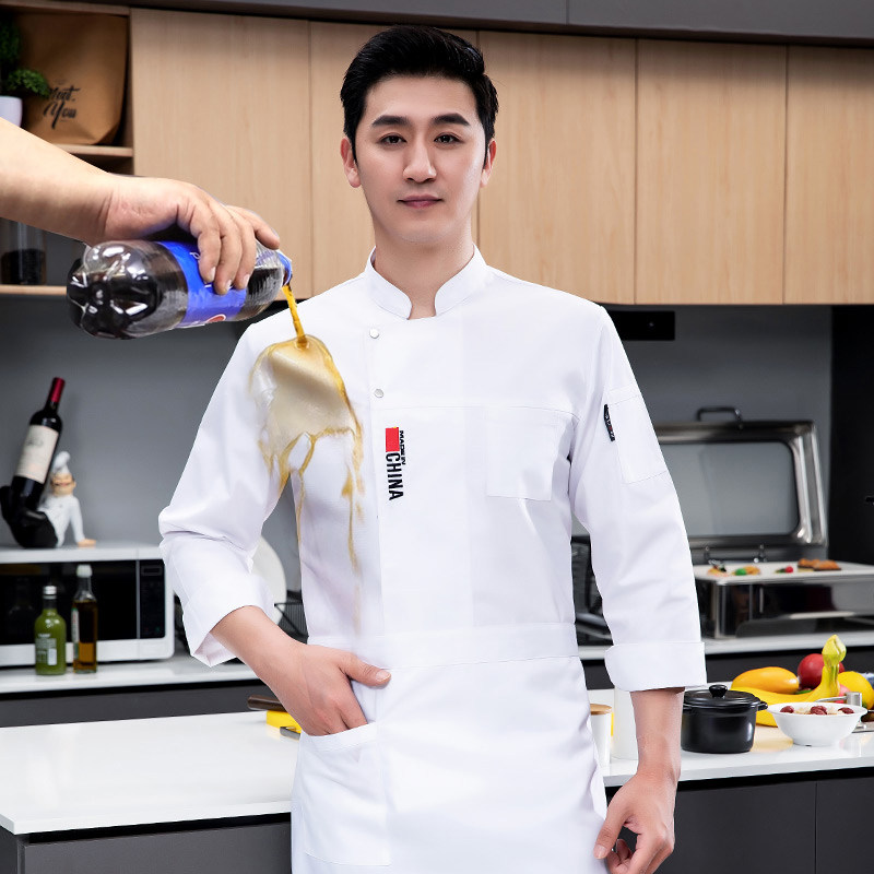 餐饮厨师工作服长袖秋冬款酒店酒楼饭店食堂厨师服男女印logo