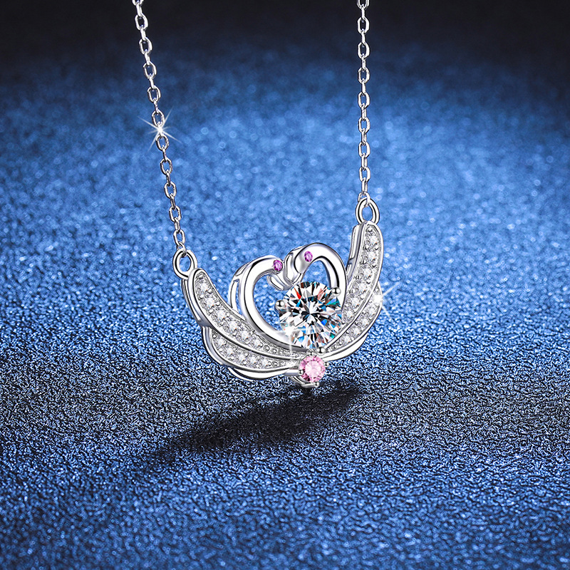 S925纯银1克拉莫桑石锁骨链