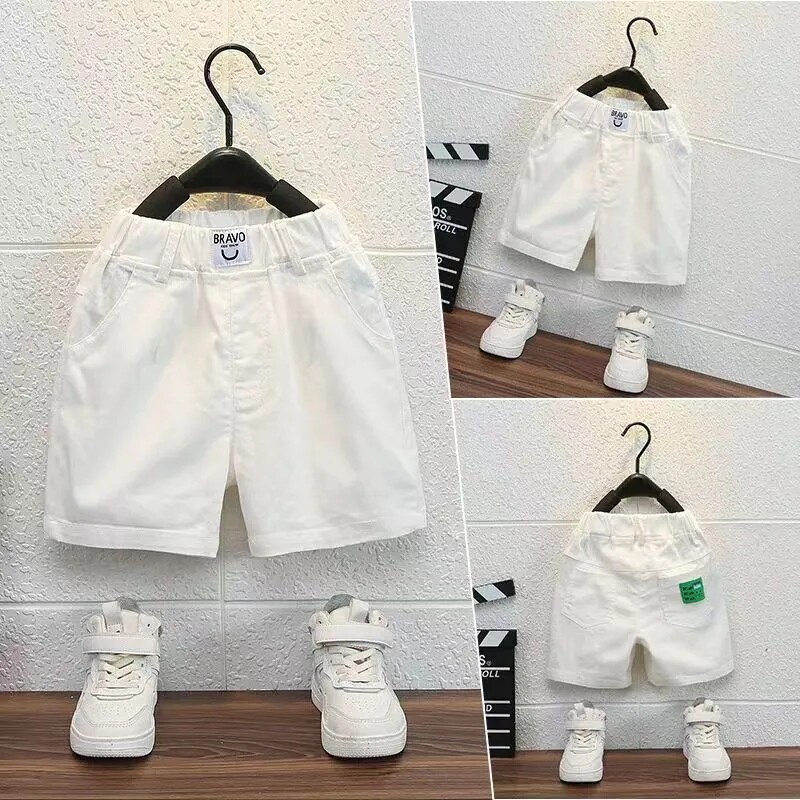 男童夏季短裤中小童洋气休闲裤宝宝薄款纯棉五分裤儿童白色演出服