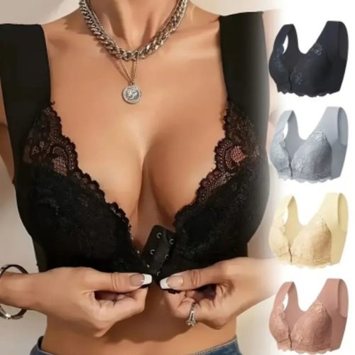 跨境亚马逊欧美前开扣大码无钢圈文胸大胸显小舒适透气女士内