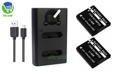 适用于 奥林巴斯TG-Tracker TG-4 TG-5 TG-6相机电池+USB充电器