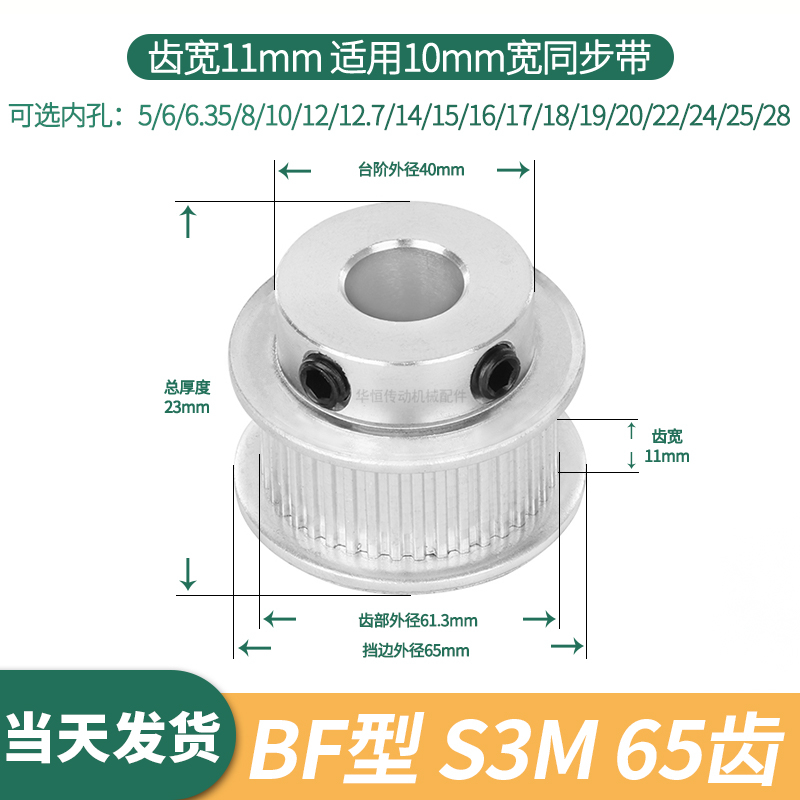 现货同步轮S3M65齿B齿宽11总厚23