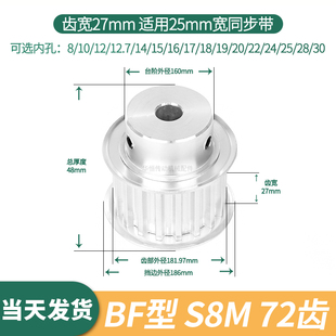 20S8M伺服电机同步带轮 同步轮S8M72齿宽27内孔14