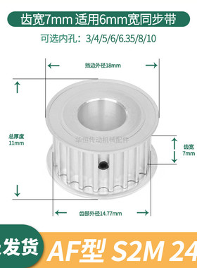 同步轮S2M24齿AF齿宽7内孔4/5/6/6.35/8/10S2M60伺服电机同步带轮