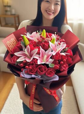 订婚结婚用品仿真玫瑰假花香皂花求婚送老婆媳妇送妈妈丈母娘岳母