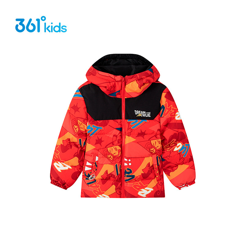 361度童装 男童羽绒服2026新年款中小童儿童休闲连帽保暖羽绒外套
