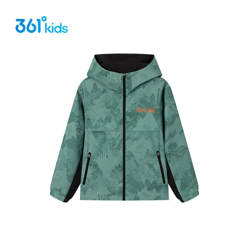 361度童装男童梭织薄款外套2026春季中大童儿童 休闲连帽外套