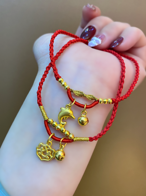 周金福金行网红爆款足金999吊坠diy黄金手工脚链自定义新款包邮