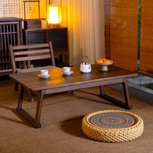 乐朴可折叠飘窗桌老榆木榻榻米茶几纯实木简约炕桌小桌子地台矮桌