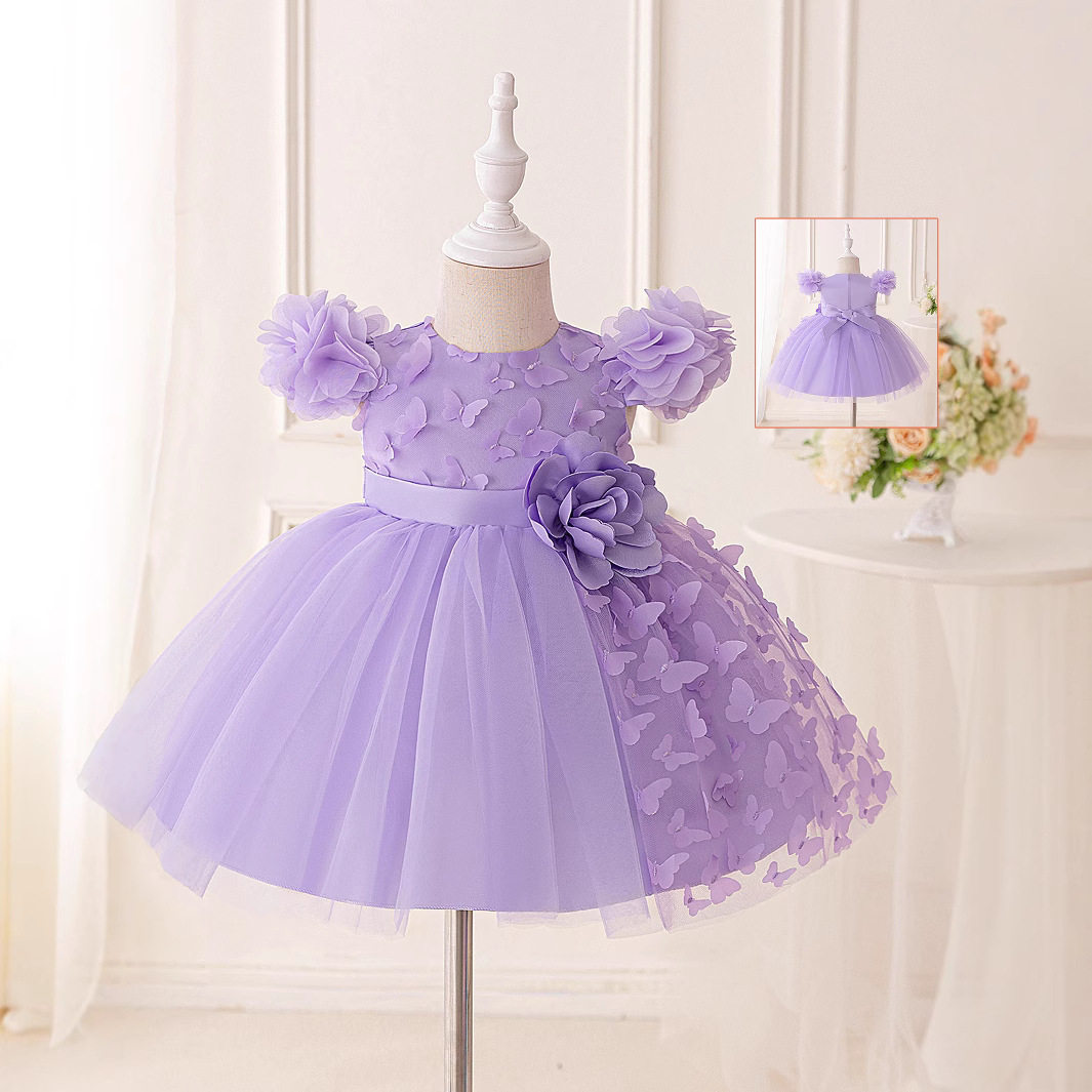 新款女童宝宝生日宴会洗礼服周岁抓周网纱蓬蓬蛋糕裙婴幼儿晚礼服