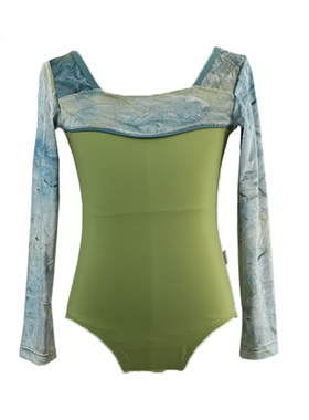 舞柜秋冬新款绿色开裆长袖儿童舞蹈服芭蕾跳舞练功服中国舞形体服