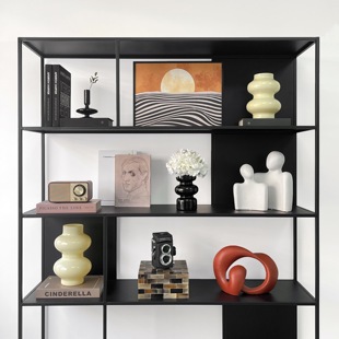 样板间书柜现代家居软装 摆件饰品仿真花挂画创意玻璃工艺品ZH3650