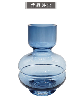 现代样板间客厅轻奢软装饰品创意家居深蓝色玻璃摆件BJ159-75-15