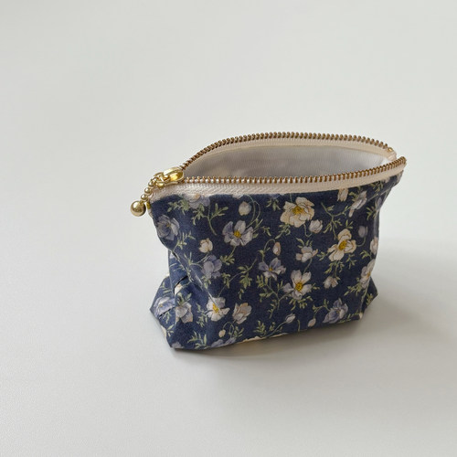 手作轻薄柔软纯棉碎花小钱包复古首饰口红银行卡收纳迷你包包拉链