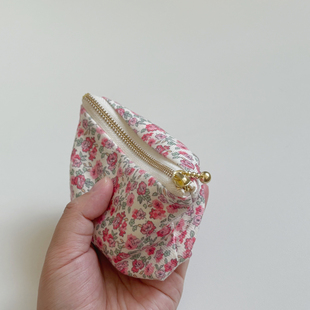 复古小碎花零钱包纯棉拉链小布包迷你收纳袋柔软小巧塞裤兜卡包女