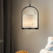 新中式 美学灯 云石小吊灯主卧床头吊灯高级感轻奢主卧室禅意宋式