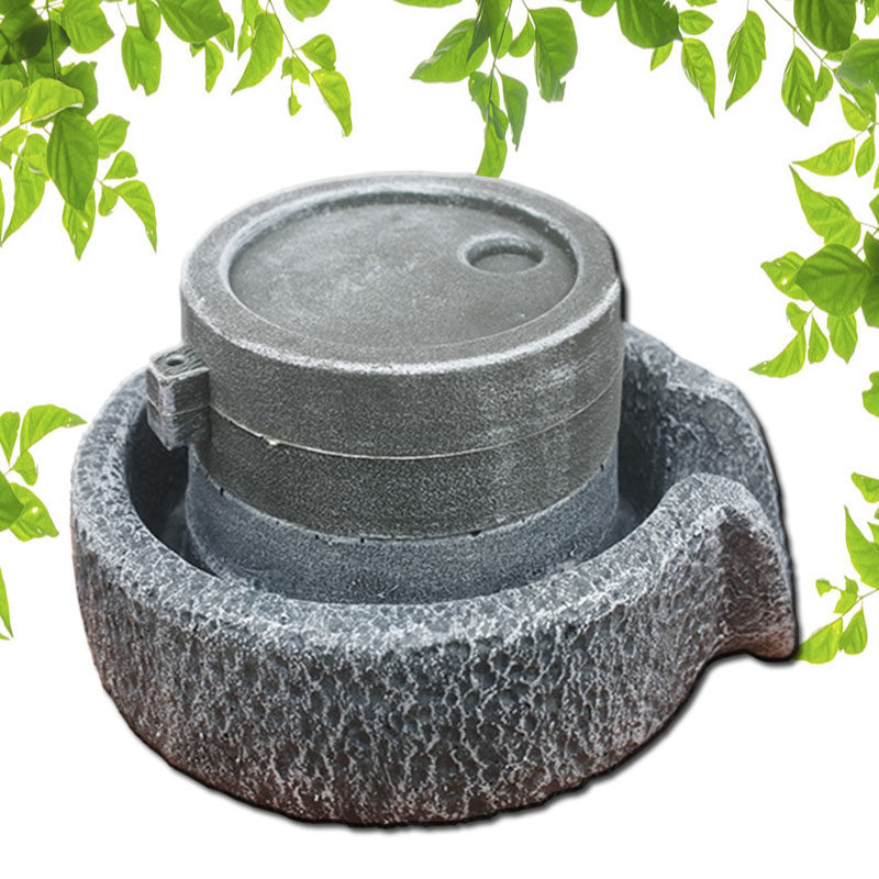 流水树脂磨盘假山上水石头流水喷泉瀑布鱼缸造景盆景装饰摆件配件