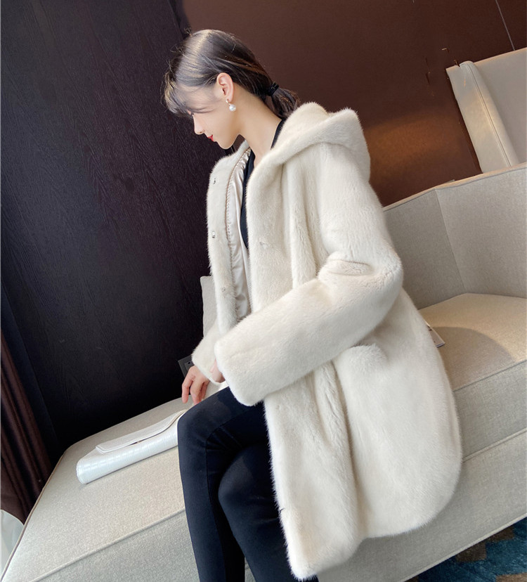 2021秋冬新款韩版整貂皮大衣女年轻连帽仿水貂皮草中长款外套时尚