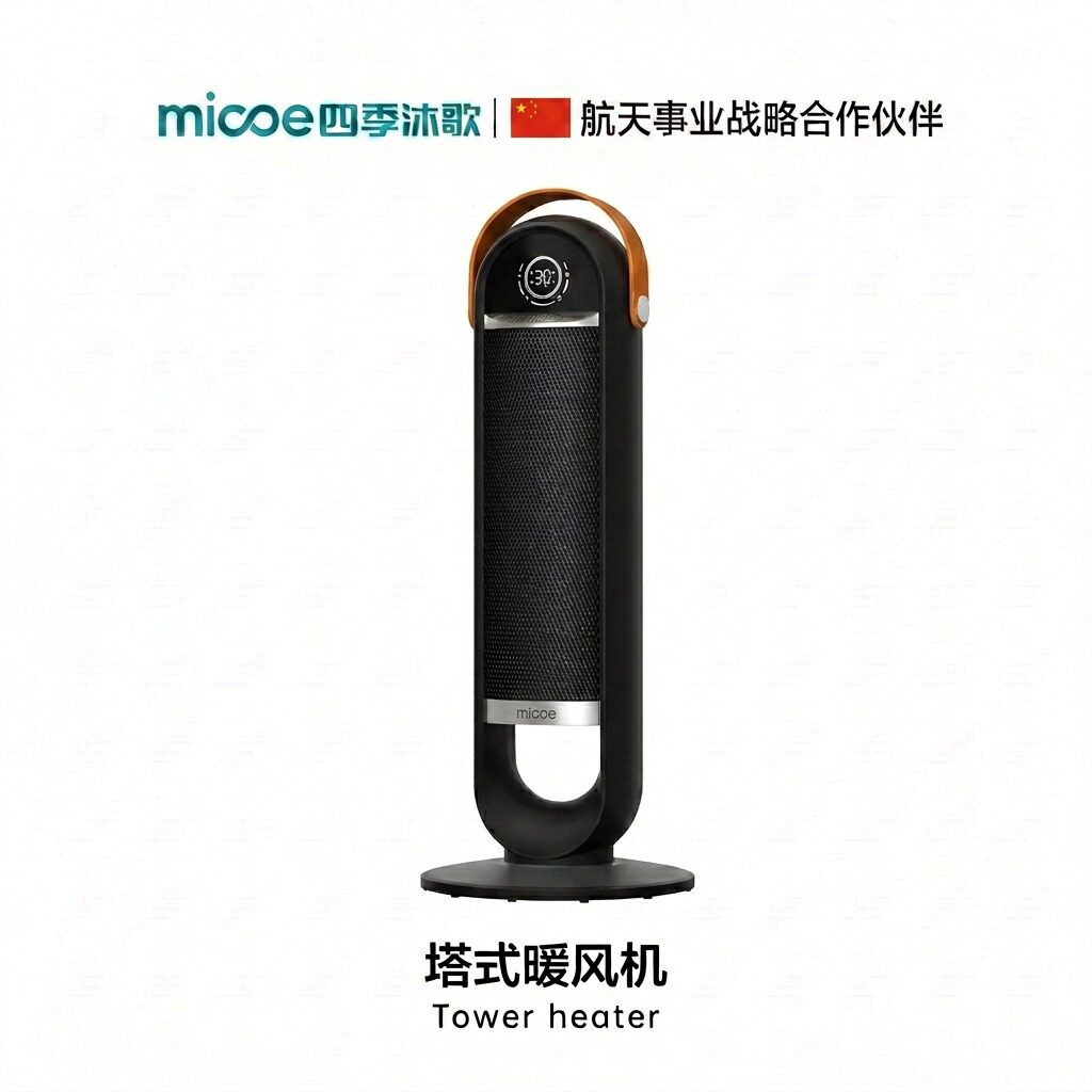 四季沐歌家用卧室取暖器PTC摇头倾倒断电加热器电暖器塔式暖风机