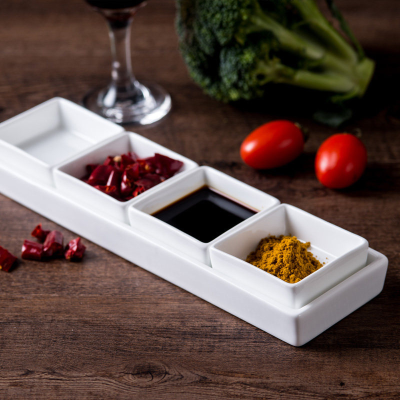 陶瓷味碟组合套装 日式创意碟子小正方形调料碟 下午茶点心拼盘