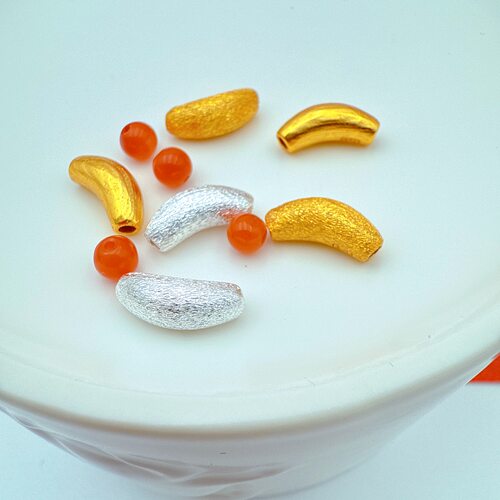S925古法金纯银弯管隔珠DIY