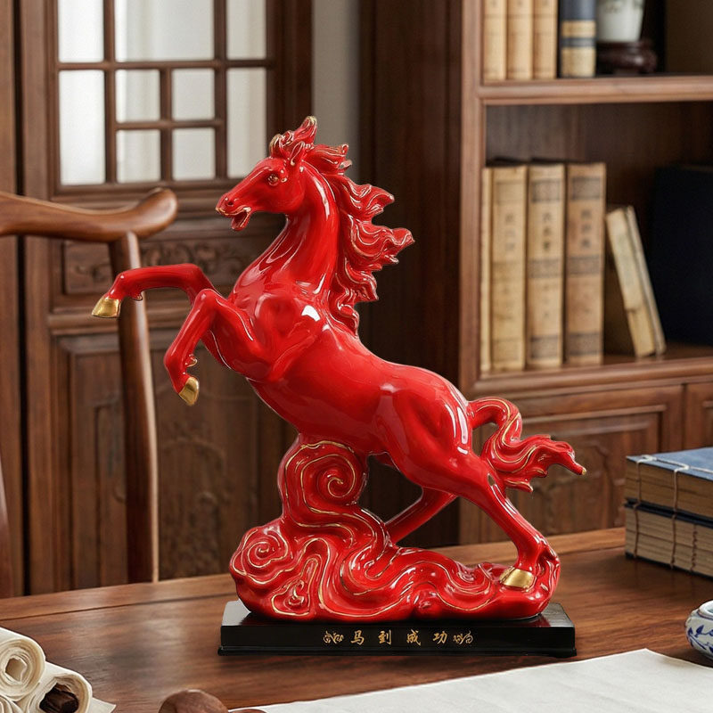 纯手工描金马到成功陶瓷生肖马摆件客厅办公室桌面招财风水工艺品,家居饰品,桌面摆件,淘宝优惠券,粉丝福利购,淘宝优惠卷