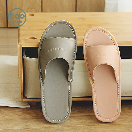 皮拖鞋女士室内家居防滑防臭亚麻