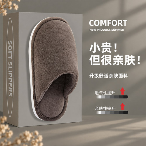 男士加厚防滑毛绒拖鞋居家男款