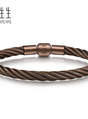 周生生Charme XL串珠配绳5mm粗绳编织手绳转运珠不锈钢绳