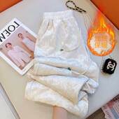 宽松阔腿裤 金丝绒保暖松紧腰垂感外穿休闲裤 2026秋冬加绒新中式 子