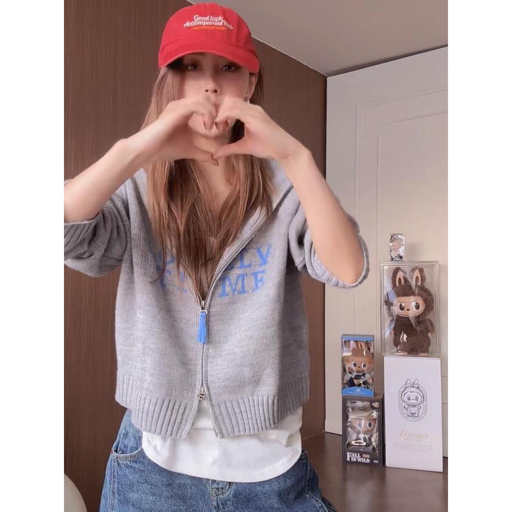 灰色针织开衫女秋季新款双