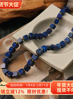 6mm方糖方形串珠项链女士高级感锁骨链北欧复古毛衣链气质