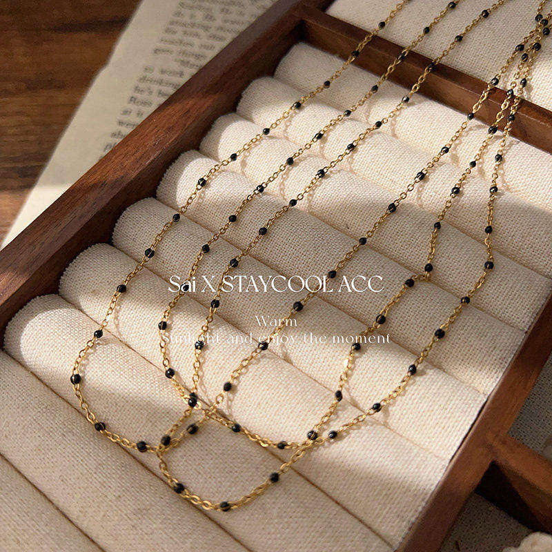 北欧美ins风极简迷你版黑点点项链女士高级感锁骨链基础底链37+9