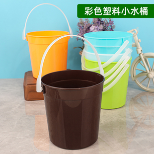 圆形手提塑料小水桶无盖纯色橡皮泥储物桶幼儿园儿童美术洗笔小桶