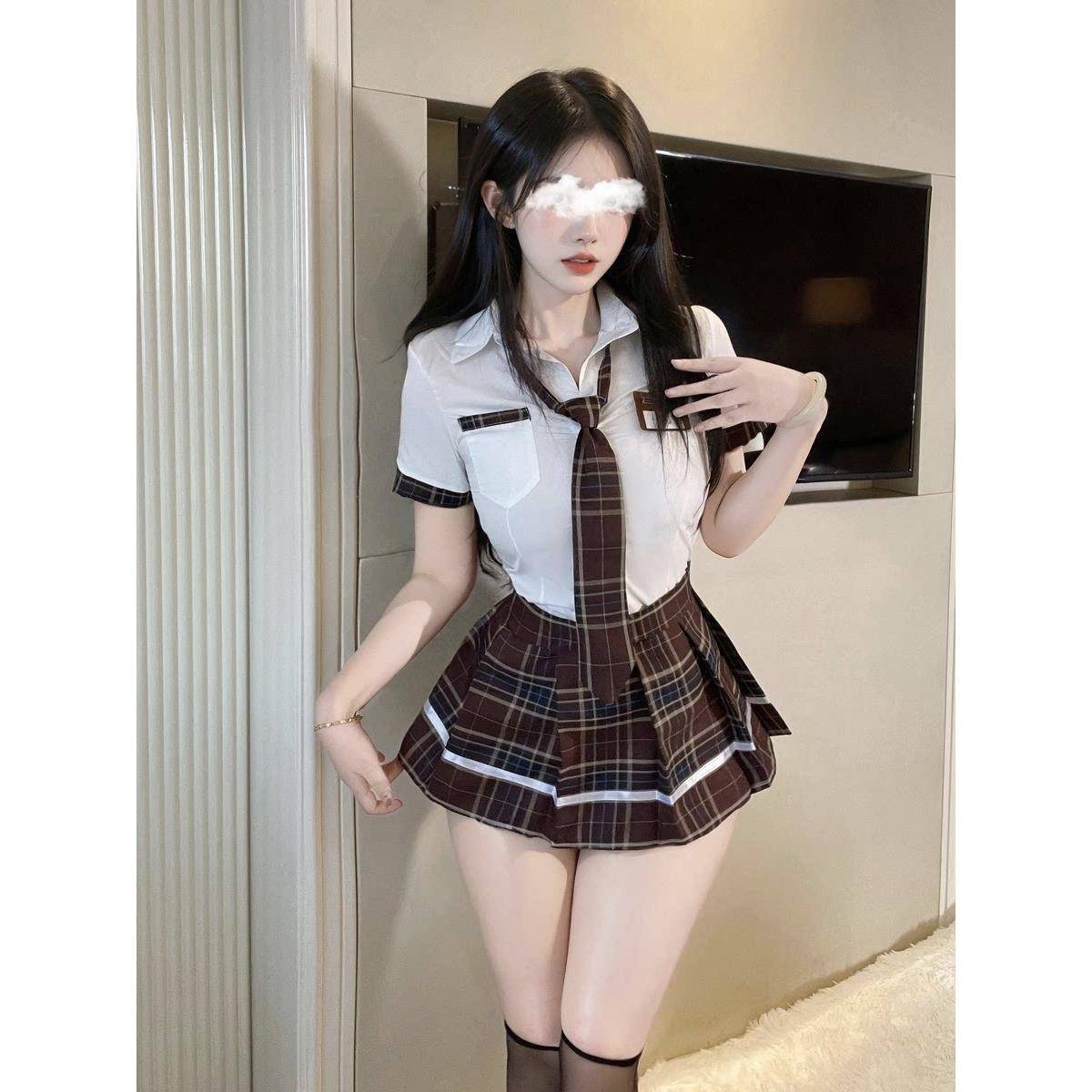 jk套装床上性感制服校园JK收腰日系学院风睡衣情趣主播超短百褶裙