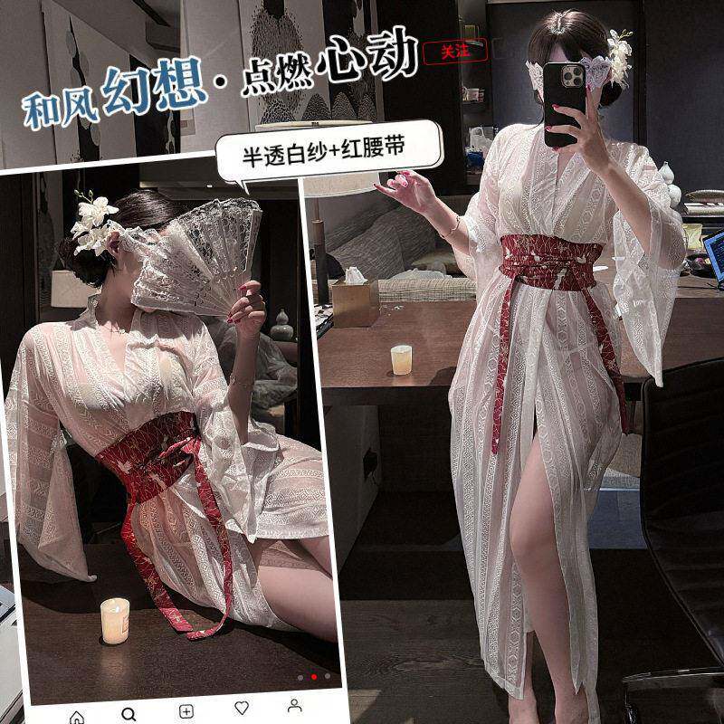 日系性感御姐半透复古和服夜场纯欲酒吧cosplay浴睡裙汉服套装女